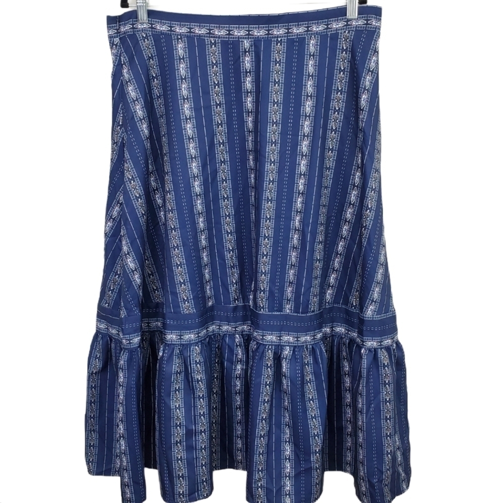 Shein Curve Blue Patterned Skirt Plus Size 2XL